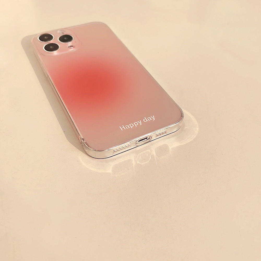 ins Korean and Japanese three-color gradient painted transparent mobile phone case suitable for Apple 14/13/12/11/X series