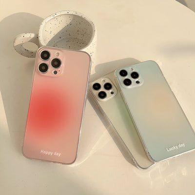 ins Korean and Japanese three-color gradient painted transparent mobile phone case suitable for Apple 14/13/12/11/X series