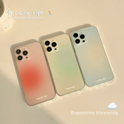 ins Korean and Japanese three-color gradient painted transparent mobile phone case suitable for Apple 14/13/12/11/X series