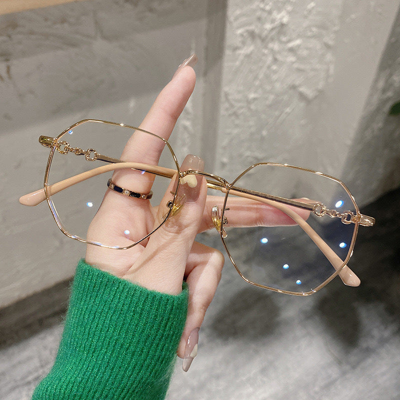 1pc photochromic flat lens female plain makeup all-in-one anti-blue glasses Fashion Korean tide glasses