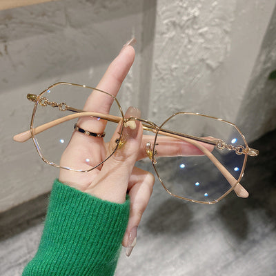 1pc photochromic flat lens female plain makeup all-in-one anti-blue glasses Fashion Korean tide glasses