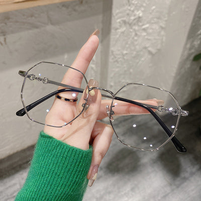 1pc photochromic flat lens female plain makeup all-in-one anti-blue glasses Fashion Korean tide glasses