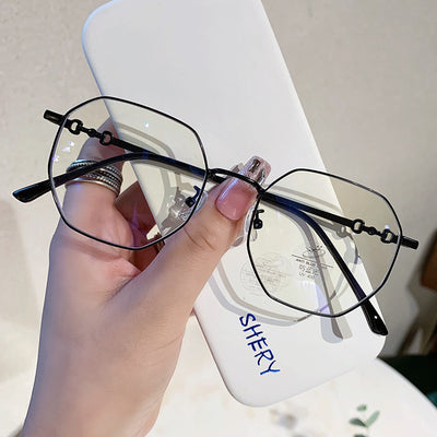 1pc photochromic flat lens female plain makeup all-in-one anti-blue glasses Fashion Korean tide glasses