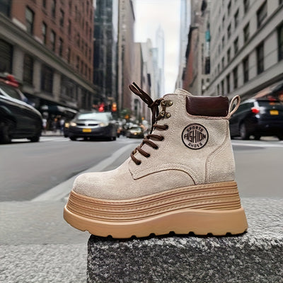Round Toe Chunky Sole Retro Fashion Versatile Women's Boots/Daily Outdoor Hiking British Style Ankle Shorties