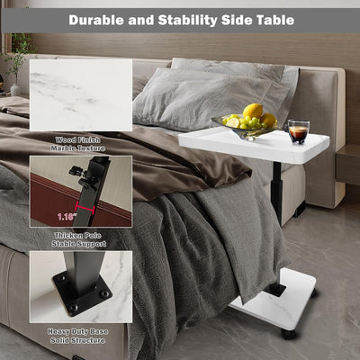 Wooden C-Shape Lifting Side Table Movable Small Table Sofa Corner Table for Sofa Living Room Bedroom Bedside Laptop Desk