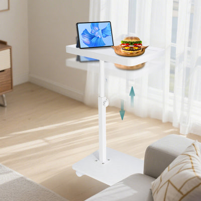 Wooden C-Shape Lifting Side Table Movable Small Table Sofa Corner Table for Sofa Living Room Bedroom Bedside Laptop Desk