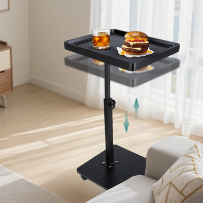 Wooden C-Shape Lifting Side Table Movable Small Table Sofa Corner Table for Sofa Living Room Bedroom Bedside Laptop Desk