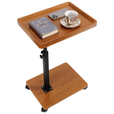 Wooden C-Shape Lifting Side Table Movable Small Table Sofa Corner Table for Sofa Living Room Bedroom Bedside Laptop Desk