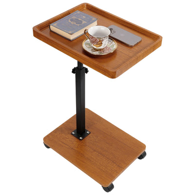 Wooden C-Shape Lifting Side Table Movable Small Table Sofa Corner Table for Sofa Living Room Bedroom Bedside Laptop Desk