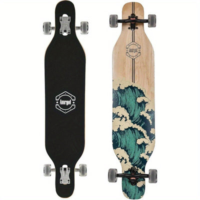 42" Extra Long Drop-Through Longboard - with deck, Concave Cruise design, Large 9.5" wheels & ABEC 9 Bearings - Complete Stand Up Board for Cruiser, Downhill, Carving - Ideal for Beginners & Pros - Surfing, Transportation, Gy