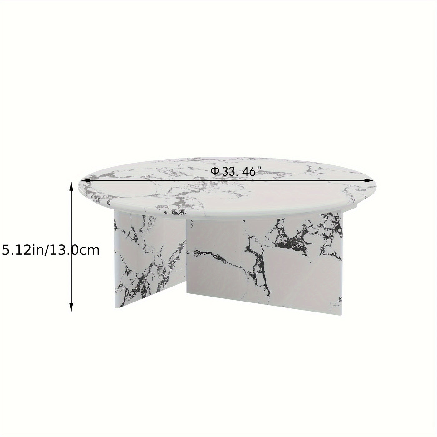 33.5" Marble Round Coffee Tables For Living Room, Center Table For Waiting Area, Space-Saving Coffee Table For Living Room
