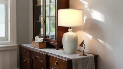 Rustic Farmhouse Ceramic Table Lamp for Bedroom, Living Room, Dining, Office, Ice Pattern Effect Lamp Body with White Linen Shade(Bulb Not Included), Lamps For Living Room, Table Lamps For Living Room, Bedside Lamp For Bedroo