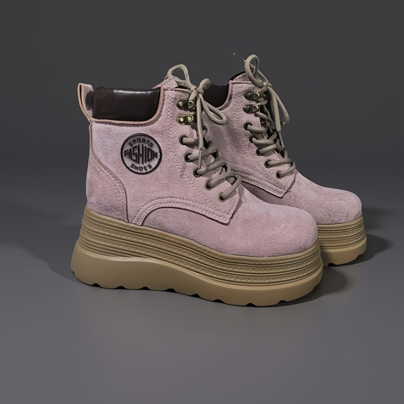 Round Toe Chunky Sole Retro Fashion Versatile Women's Boots/Daily Outdoor Hiking British Style Ankle Shorties