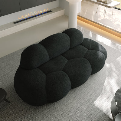 Modern Curved Cloud Shaped Couch for Living Room, Lazy Floor Couch, Boucle LoveSeat 3 Seater Sofa, Cozy Leisure Boneless Couches for Bedroom, Apartment-No Assembly Required, Couch for Bedroom, Boneless Sectional Sofa for Livi