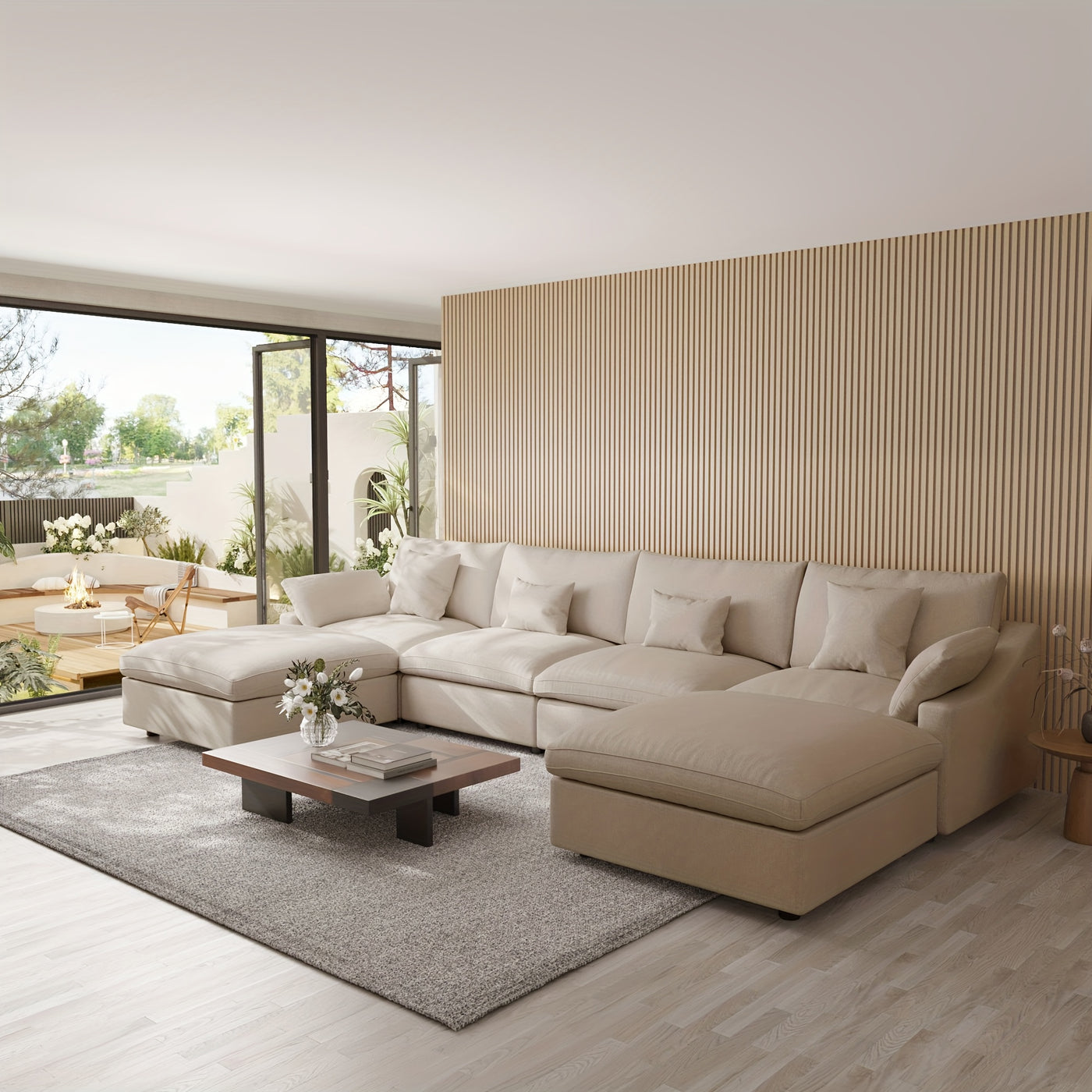 Extra Large Modular Sectional Sofa - 155.9" U-Shaped Couch with Chaise Ottomans, Modular Design, Removable Washable Sofa Covers, Plush Cushions - Modern Living Room Furniture for Large Spaces, Apartments, Homes - Easy Assembl