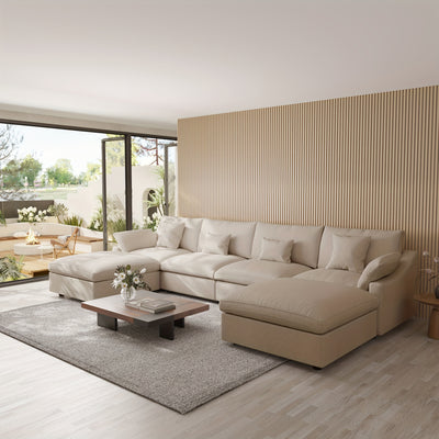 Extra Large Modular Sectional Sofa - 155.9" U-Shaped Couch with Chaise Ottomans, Modular Design, Removable Washable Sofa Covers, Plush Cushions - Modern Living Room Furniture for Large Spaces, Apartments, Homes - Easy Assembl