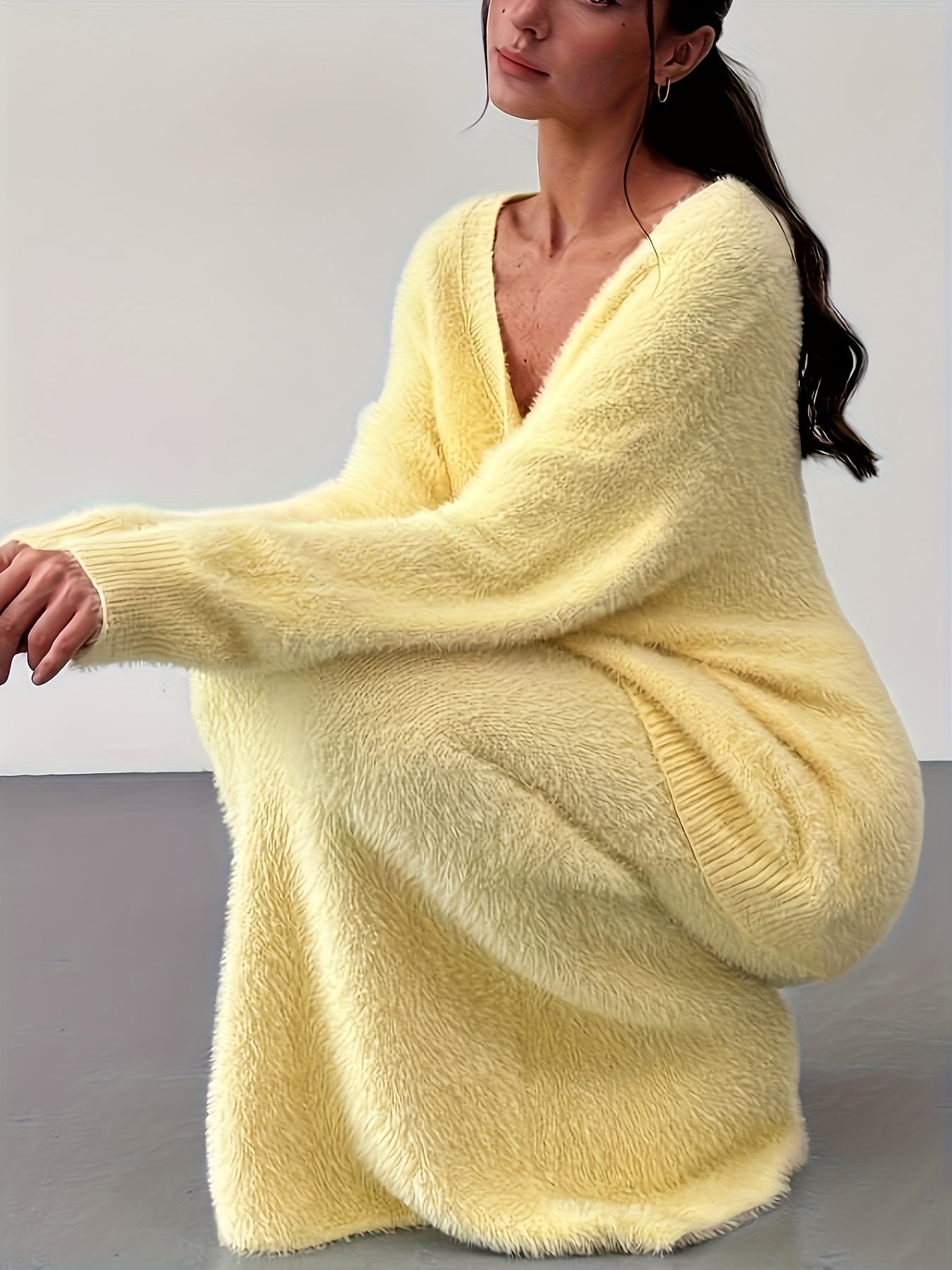 2025 New Elegant Soft Drop Shoulder Long Sleeve Sweater + A-Line Dress for Women