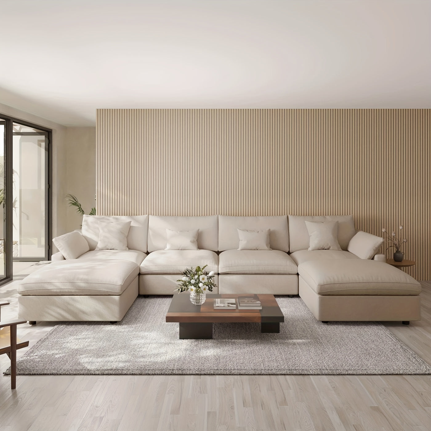Extra Large Modular Sectional Sofa - 155.9" U-Shaped Couch with Chaise Ottomans, Modular Design, Removable Washable Sofa Covers, Plush Cushions - Modern Living Room Furniture for Large Spaces, Apartments, Homes - Easy Assembl