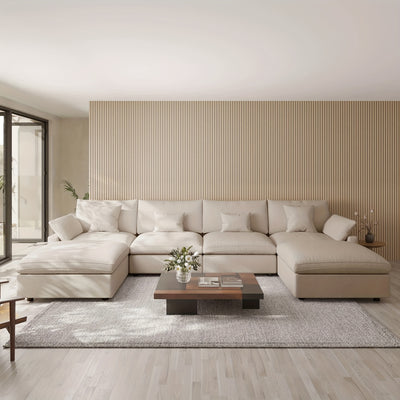 Extra Large Modular Sectional Sofa - 155.9" U-Shaped Couch with Chaise Ottomans, Modular Design, Removable Washable Sofa Covers, Plush Cushions - Modern Living Room Furniture for Large Spaces, Apartments, Homes - Easy Assembl