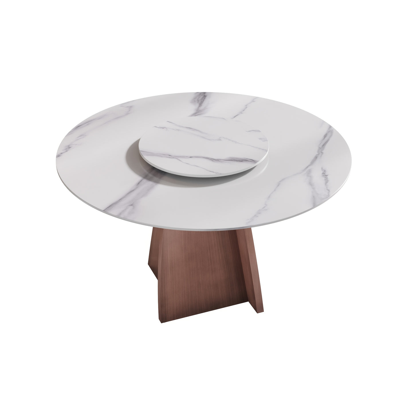 Dining Table for 6 - Sintered Stone Round Dining Table(Chairs Not Included), Modern Marble Dining Table, Glossy White Stone Tabletop, Circle Dining Table for Dining Room, Table Only