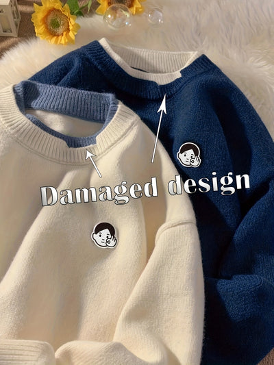Japanese-Style Two-Piece Sweater for Men, Knitted for Autumn And Winter, Suitable As an Inner Layer for Winter Wear.