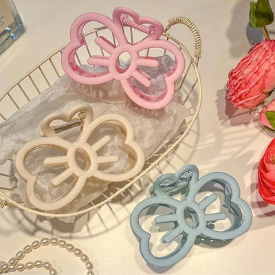 Korean Cute Bowknot Hair Clip Plastic Claw Clip Candy Color Crab Hair Clip