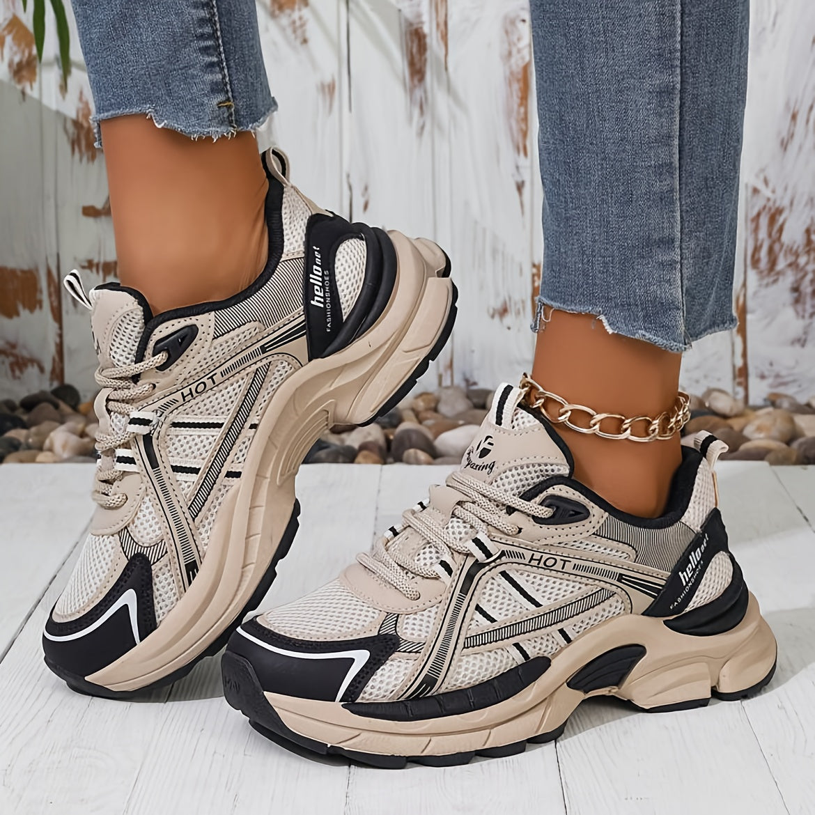 Women'S Chunky Platform Dad Shoes - Breathable Mesh Retro College Style All-Season Round Toe Lace-Up Casual Athletic Sneakers For Running & Daily Wear