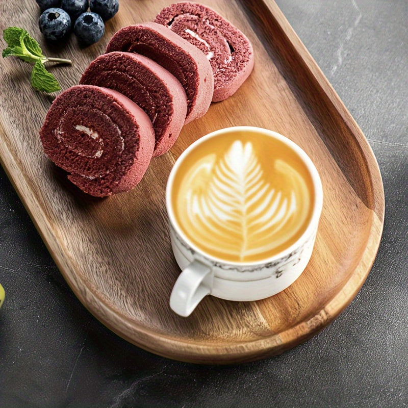 Japanese-Inspired LDQ Elegant Wooden Serving Tray - Space-Saving Design for Food & Drink Service - Perfect for Home Decor and Kitchen Accessories