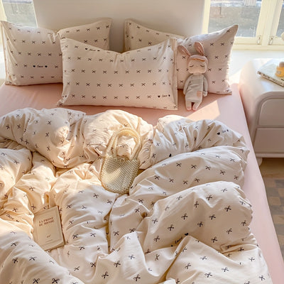 [Soft Duvet Cover] 3pcs Korean-Style Reversible Duvet Cover Set | 1 Duvet Cover + 2 Pillowcases, Soft, Breathable, Charmingly Minimalistic, Comfortable, AA Side Design, Suitable As Gifts for Valentine's Day, Thanksgiving, Mot