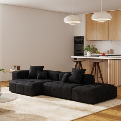 119" Cloud Couch Modular Sectional Sofa with Ottoman, Linen Deep Seat with Pillows Convertible Sofafor Living Room, Bedroom And Apartment, Living Room Couch, Sofa Sectional for Living Room, Couch for Bedroom, Foldable Sofa, C