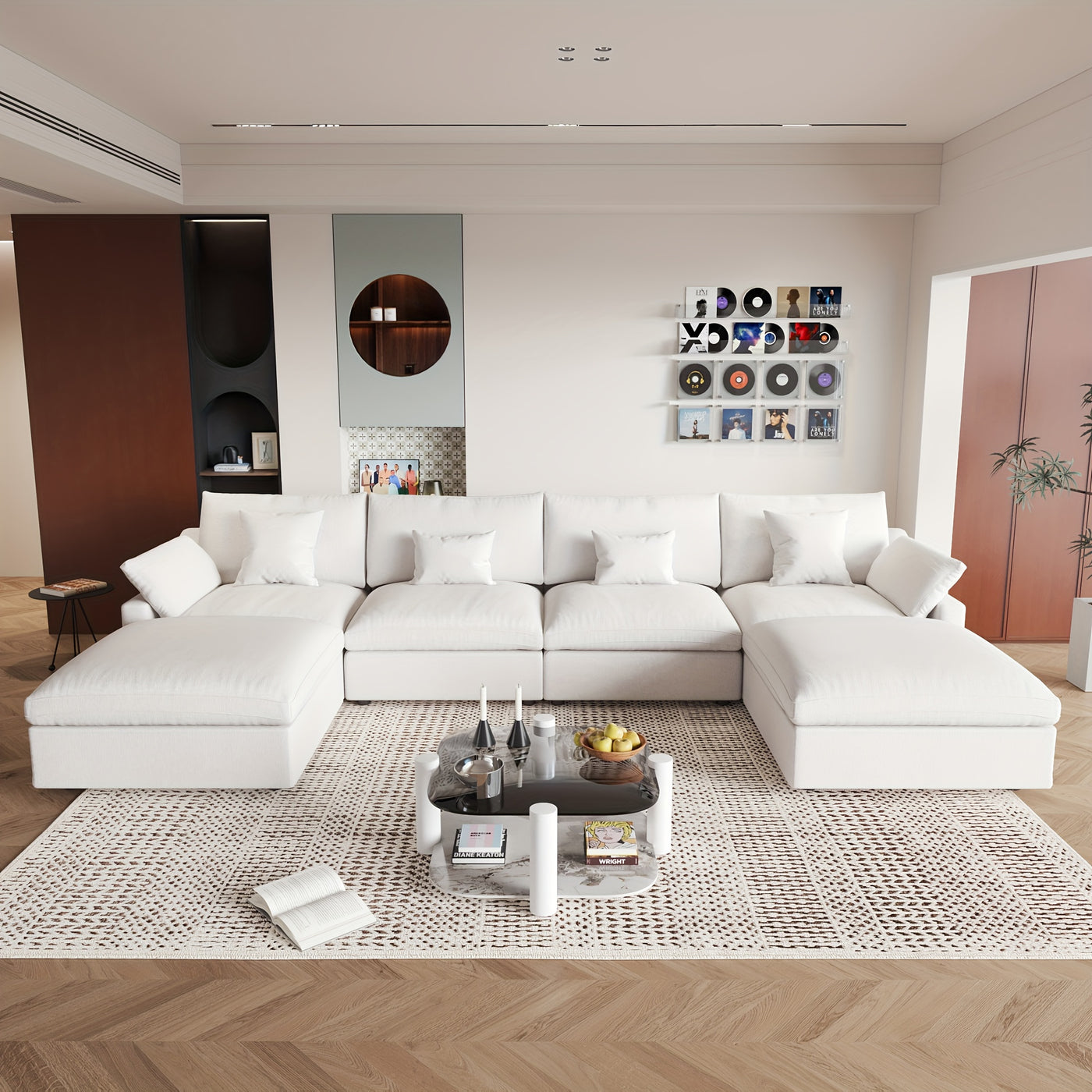 Extra Large Modular Sectional Sofa - 155.9" U-Shaped Couch with Chaise Ottomans, Modular Design, Removable Washable Sofa Covers, Plush Cushions - Modern Living Room Furniture for Large Spaces, Apartments, Homes - Easy Assembl