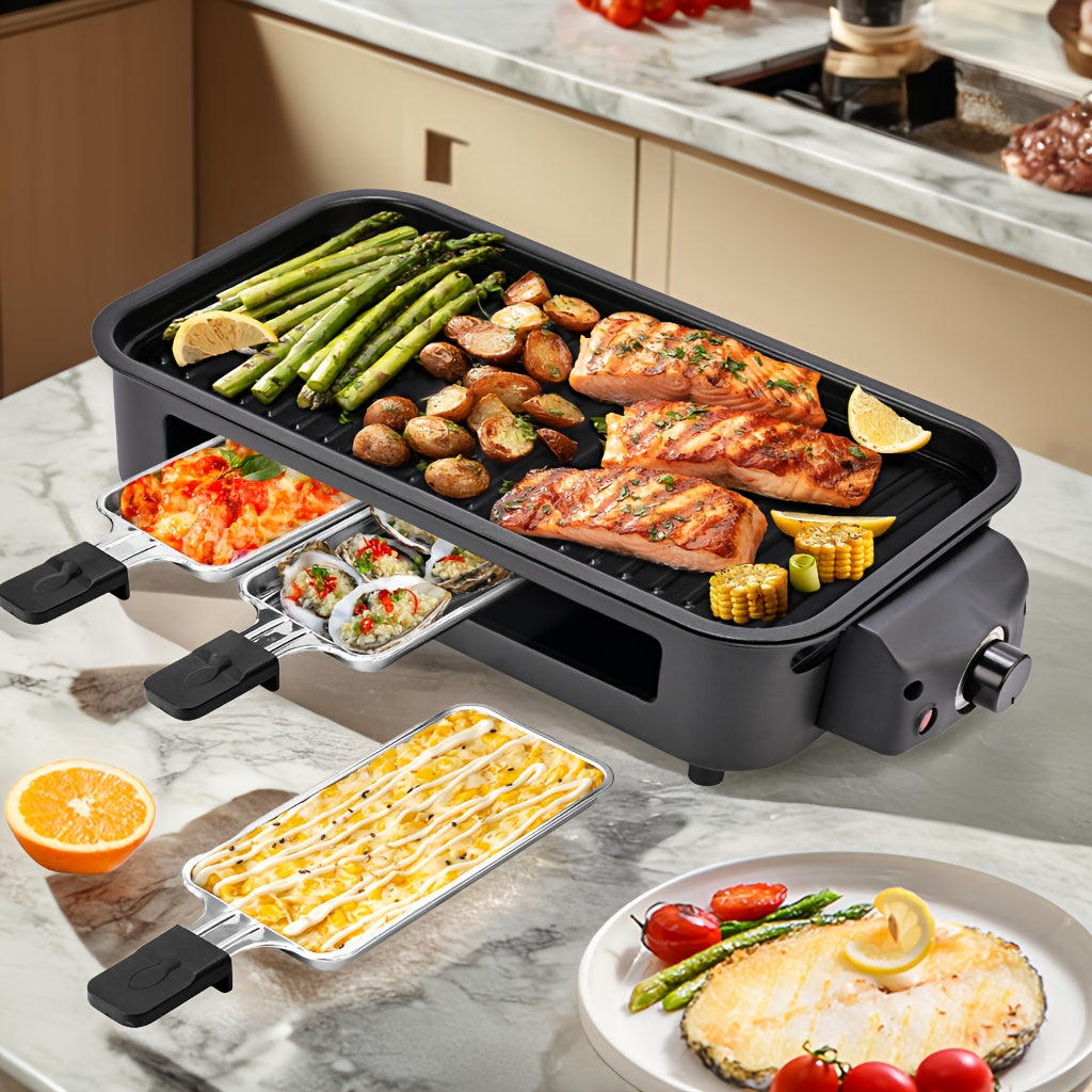 Non-smoking Electric Grill, Indoor Kitchen Grill With Removable Non-stick Pan, Portable Korean Barbecue Grill With Removable Temperature Control, 1500W