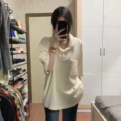 Women's Harajuku BF Style Lapel Short Sleeve