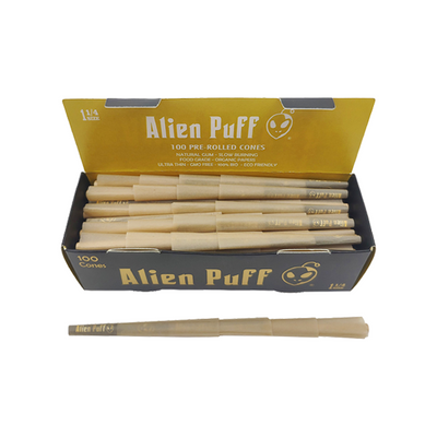 Alien Puff Black & Gold 1¼‑Size Pre‑Rolled Cones - 100 Packs
