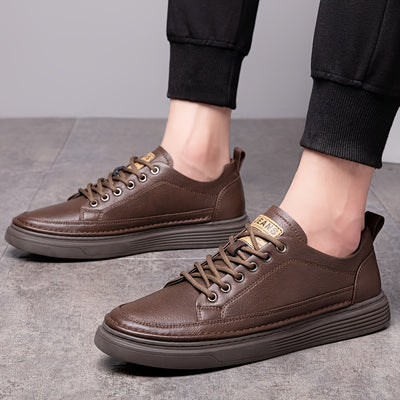 [Casual Style] Men's All-Season Casual Loafers - Stylish British & Korean Inspired Slip-On Shoes with Lace-Up Option, Versatile for Business and Leisure, Durable Rubber Sole, PU Upper, Casual Attire|Modern Casual Shoes|Durabl