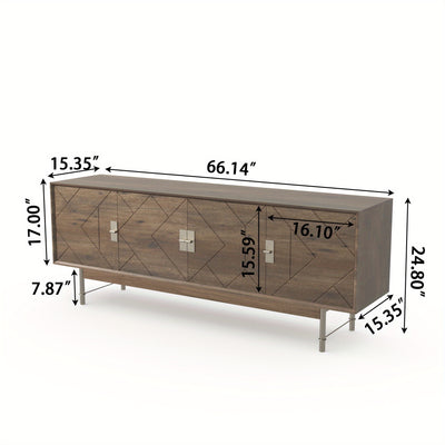 66'' TV Stands For Living Room, Modern Television Stand For 55/60/65 Inch TV, Farmhouse Entertainment Center With Storage