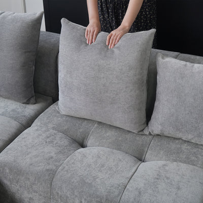 144 Inch Modular Sofa, Mid Century Modern Extra Deep Corner Seat Couch, 3-Seater Sofas for Living Room, Sectional Couches, Cozy Sofa for Apartment, Living Room, Boneless Sectional Sofa for Living Room, Comfy Couch, Convertibl