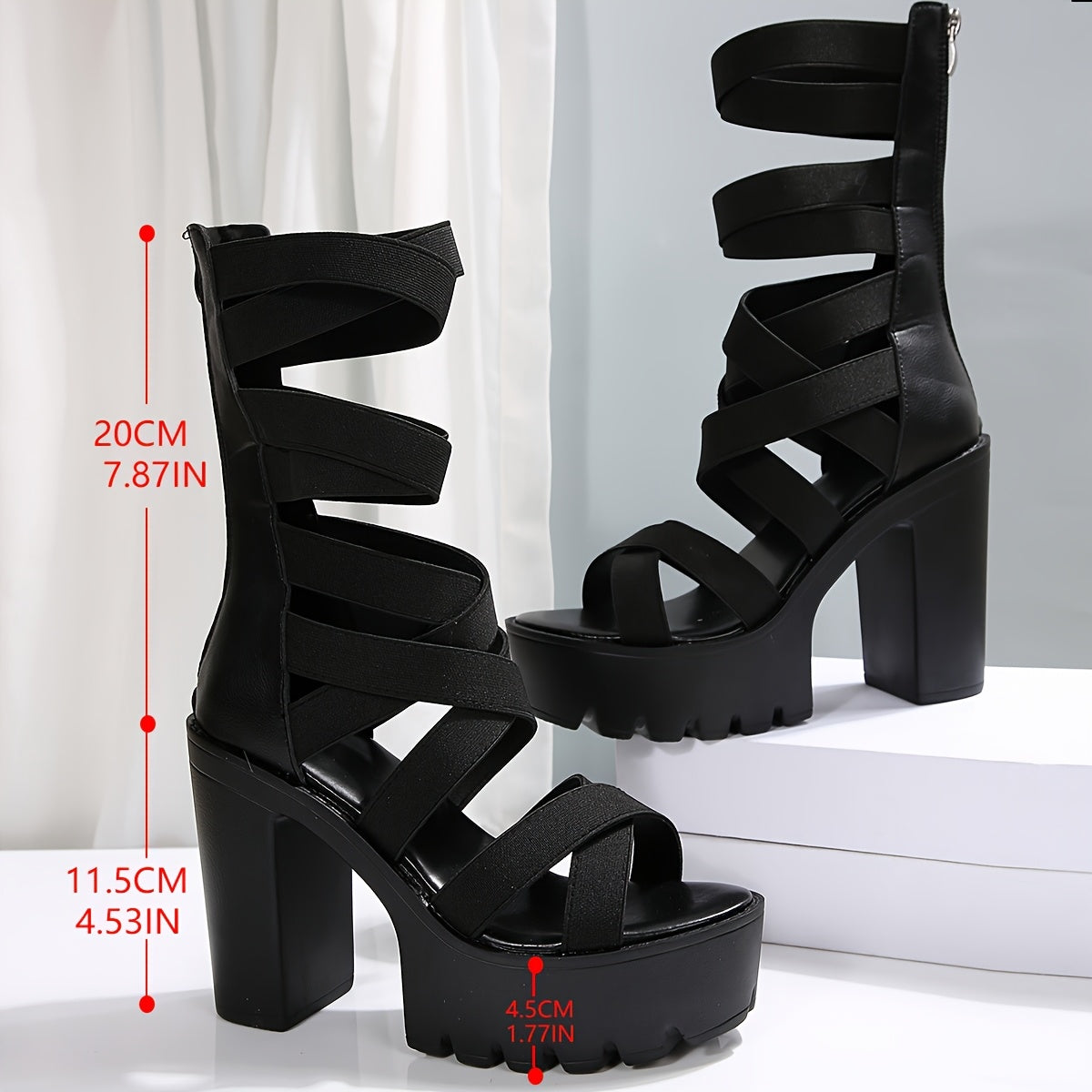 1 Pair Women's Summer New Style Chunky Heel Sandals Comfortable Outdoor High-Heeled High Quality Platform Shoes