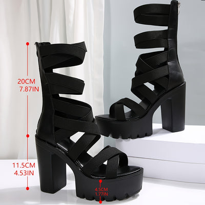 1 Pair Women's Summer New Style Chunky Heel Sandals Comfortable Outdoor High-Heeled High Quality Platform Shoes