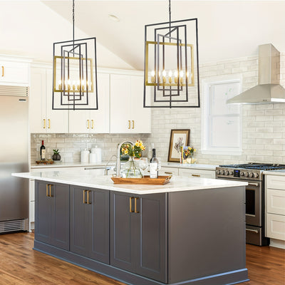 Modern 7 Light Chandelier, 23 Inch Swivel Rectangular Pendant Light Rustic Industrial Farmhouse Foyer Lighting Fixture For High Ceilings For Kitchen Island, Stairs, Entryway