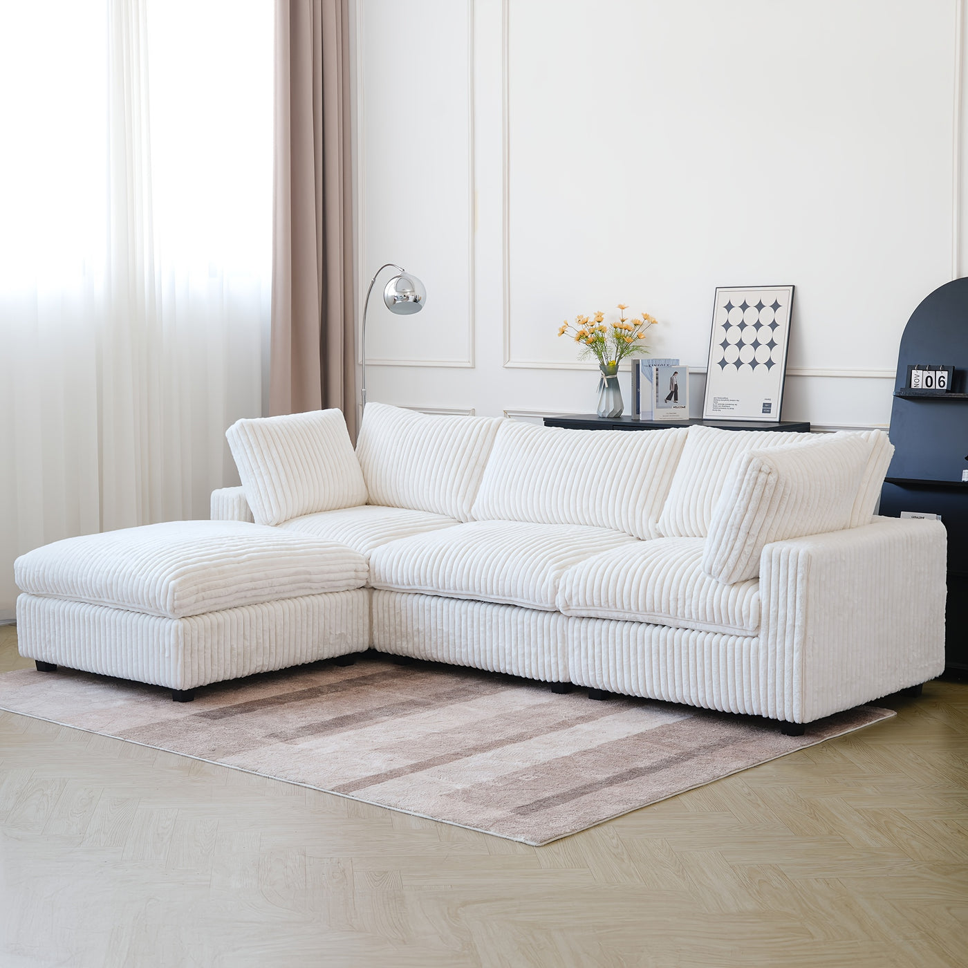 Extra Large 118" Modern Modular Sectional Sofa - L-Shaped Sectional with Chaise Lounge, Plush Cushions & Washable/Replaceable Cover - Modular Sofa with Chaise Convertible, Spacious Living Room Couch for Apartments, Houses - E