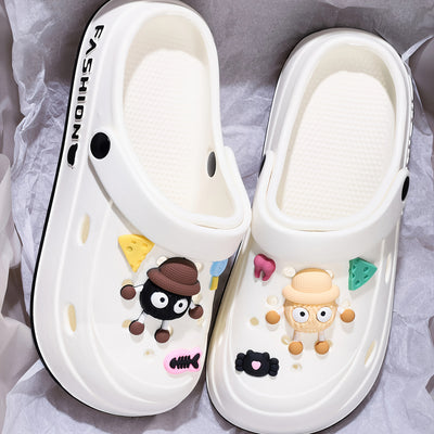 Mid-Year, Summer New Arrivals, Japanese and Korean Fashion Women's Cute Detachable Coal Ball EVA Hole Shoes, Adorable Coal Ball Charms, Comfortable Casual Versatile, 1.97inch Thickened Sole, Rotatable Back Strap for Dual Wear