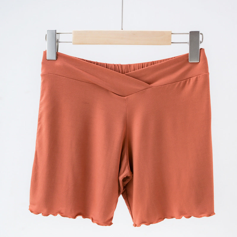 Summer Anti-exposure Belly Support Summer Thin Leggings Shorts Low Waist Plus Size