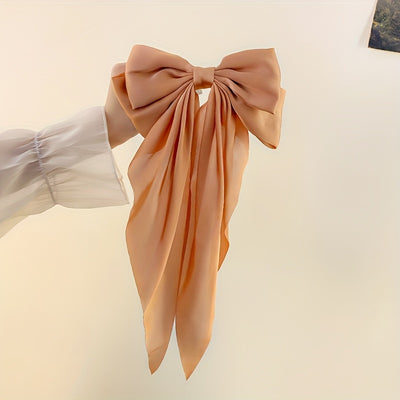Korean Style Fashion Large Red Bow Knot Fabric Hair Clip Women Long Ribbon Butterfly Hair Clip
