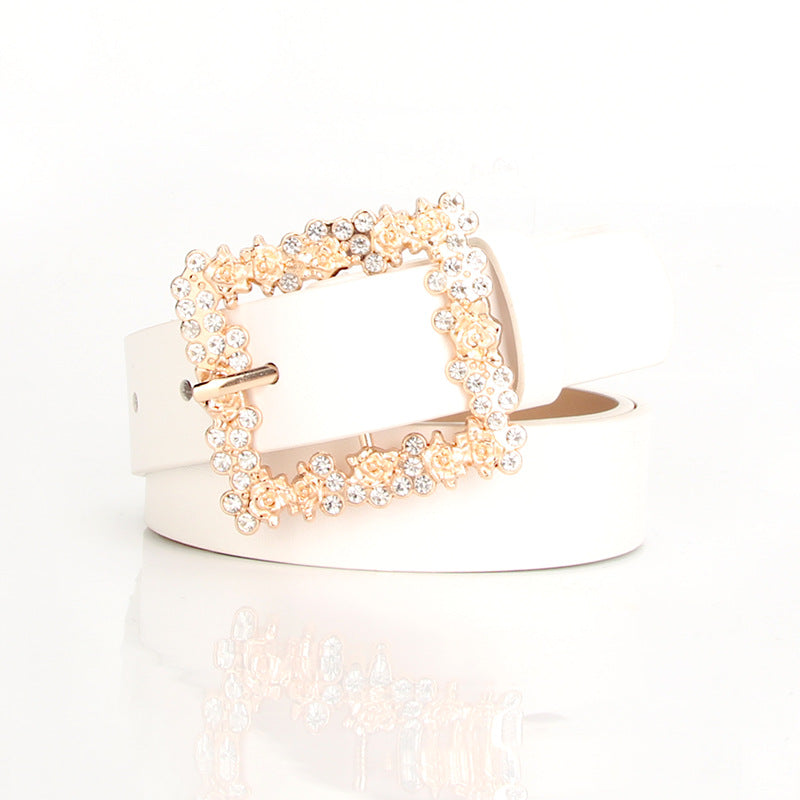 2023 Women'S Fashion Accessory, Elegant Alloy Rhinestone Pin Buckle Belt, Versatile Dress Decorative Accessory, Casual & Sporty Style, Hand Washable - Ideal for Weekend and Festive Occasions, Weekend Casual Wear|Elegant Acces