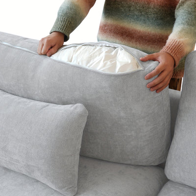 Sky Cloud Slope Sectional Sofa, Cozy Comfort 83-Inch Linen L-Shaped Sectional 2 Seater with Ottoman, Living Room Sofa, Sofa Sectional for Living Room, Couch for Bedroom, Foldable Sofa, Comfy Couch, Bedroom Seating, Lounge Fur