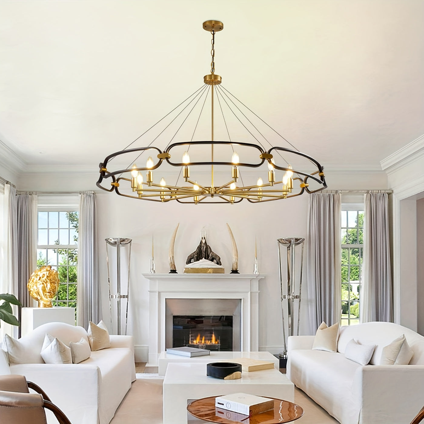 Industrial Style Silver Chandelier, 12-Light Modern Chandeliers For Dining Room, Farmhouse Chandelier For Entryway, For Living Room, Bedroom, Foyer