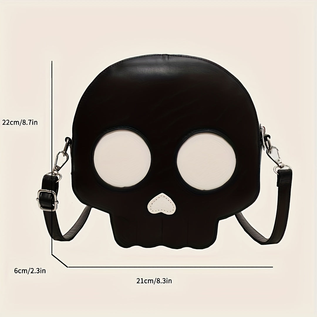 Cross body bag Korean version niche trend funny ghost skull cross body shoulder bag soft PU mobile phone small body bag Halloween Gothic dark cross body bag carry small bag zero wallet mobile phone bag