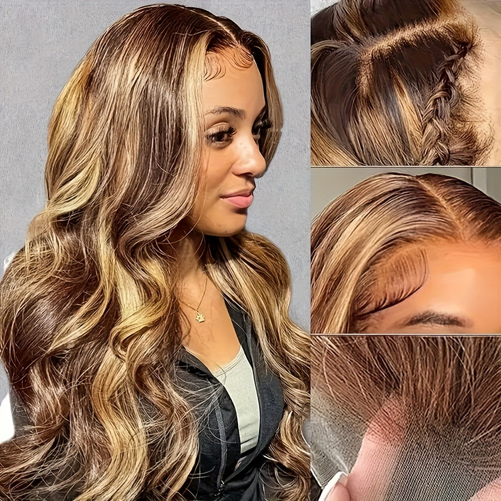 Piano Brown Long Wavy Front Lace Wig