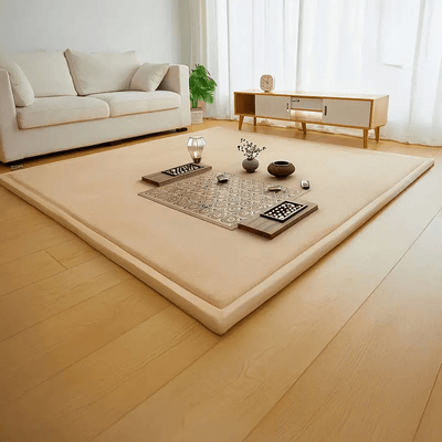 1pc Japanese Tatami Mat, Coral Velvet Mellow Mat, Baby Play Mat For Floor, 1.2 Inch Thick Crawling Rugs, Padded Foam Area Mat For Kids Playroom, Playpen, Nursery, Living Room, Yoga Mat, Non-Slip Backing